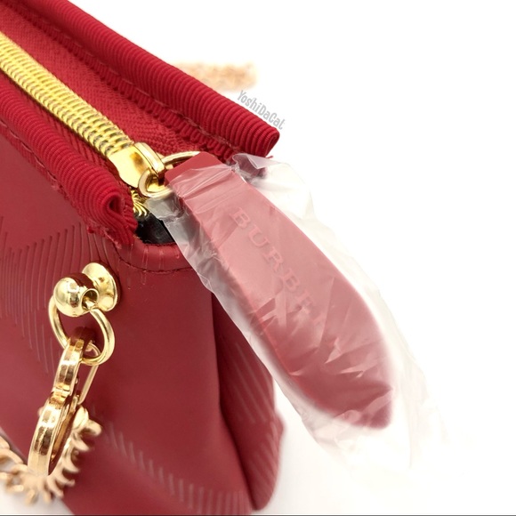 🆕 Burberry Beauty Line Cosmetic Pouch to Crossbody Bag, Dark Red, Nova Check - Picture 5 of 14